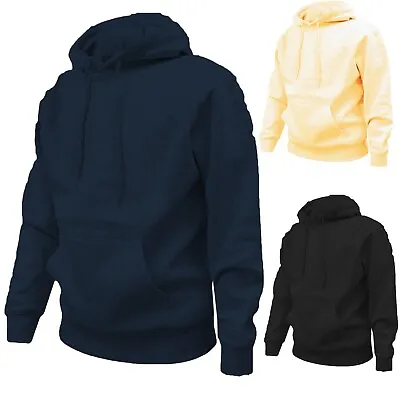 Mens Pullover Hoodies - Hooded Top Plain Fleece Sweatshirt  Coat Warm Jumper Men • £6.99