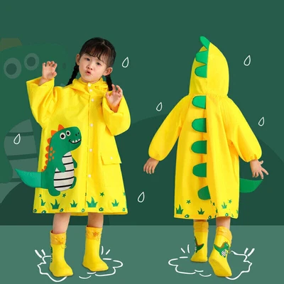 £11.86 • Buy Baby Kids Boys Girls Hooded Rain Wear Cartoon 3D Dinosaur Raincoat Jacket Poncho