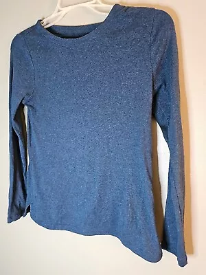 J Jill Pima Crew Neck Long Sleeve Tee Blue Lightweight Size XS  • $14