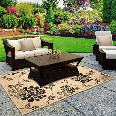 Laura Ashley Stencil Chrysanthemum 5 X 8' Indoor/Outdoor Rug • $112.99