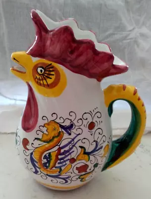 Vintage Idg Deruta Italian Pottery Rooster Pitcher 8''h • $49.99