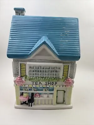 Vintage Decorative Ceramic TEA SHOP Cookie Jar Canister House Kitchen Decor • $19.85