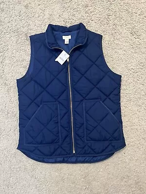 J Crew Women's Quilted Puffer Vest In Navy  Size M Large • $29.98
