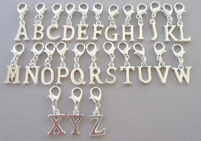 Letter Alphabet Pendant Dangle Clip On Charm Lobster Clasp For Link Chain • $3.99