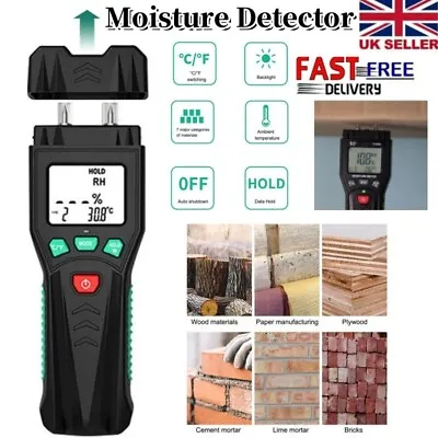 Pro Tool Timber Industry Damp Meter Digital LCD Moisture Detector Humidity Test • £20.59