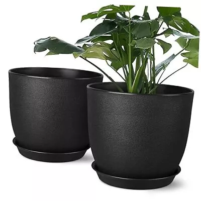 Plant Pots 8 Inch Set Of 2 Flower Pots With Multi Mesh Pack Of 2 Black • $32.45