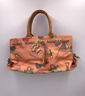 $28 • Buy Vintage DOONEY & BOURKE Y2K Pink Leather Beach Print Purse Handbag