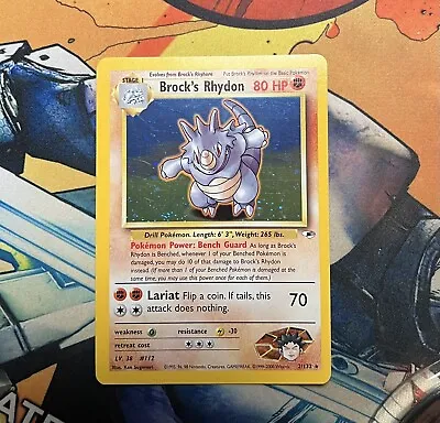 Pokémon TCG Gym Heroes Brock's Rhydon  2/132 Holo Rare WOTC LP • $19.99