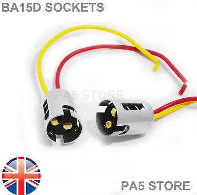 2x BA15D Light Bulb Socket Holder Metal Double Contact - LED Cars Bikes Trucks / • £4.49