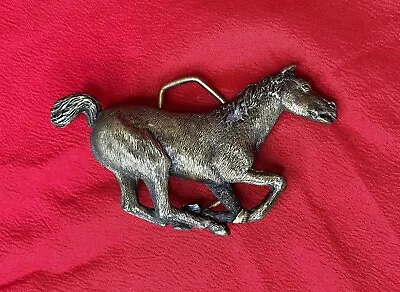 Orig. Vintage 1978 Indiana Metal Craft 3D Running Horse Pony Mustang Belt Buckle • $18.70