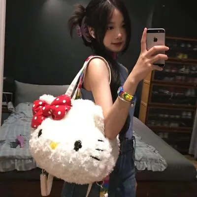 Hello Kitty Furry Shoulder Bag Large Capacity Women Shopping Tote Crossbody Bag • $23.85