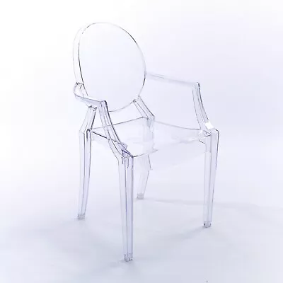 NICHES Ghost Louis Clear Arm Chair Modern Vanity Dresser Chair Contemporary • £62