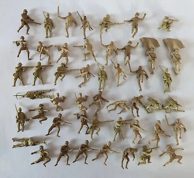 Large Lot 2  Toy Soldiers 1960s Marx Beige Japanese Army Men Malleable Plastic • $24.99