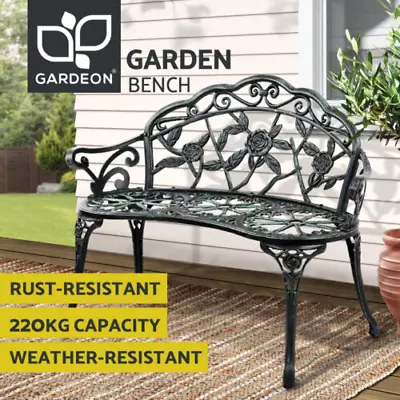Gardeon Garden Bench Seat 100cm Cast Aluminium Outdoor Patio Chair Vintage Green • $139.95