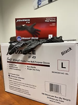 Advance Black Vinyl Gloves Power Latex Free  Case Of 1000 PCs Large 5 Mil • $35