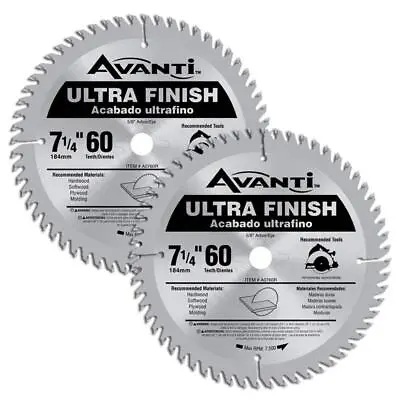 (2-Pack) 7-1/4 In. X 60-Tooth Fine Finish Circular Saw Blade • $15.66