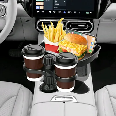1pc Car Cup Holder Tray Adjustable Phone Mount 360 Swivel Food Table Black Parts • $35.86