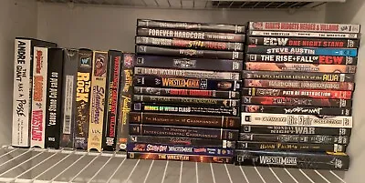 PRO WRESTLING DVD/VHS/CD's  $3-$18 WWE WCW WWF ECW AWA NWA STONE COLD ROCK • $8