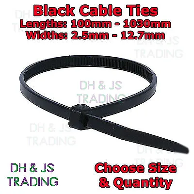 £18.99 • Buy Black Cable Ties / Zip Tie Wraps Cable Tie Long Short Thick All Sizes