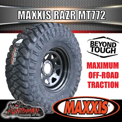 15  Black Steel Wheel Rim & Maxxis MT772 RAZR 31x10.5R15 L/T Mud Tyre 31 10.5 15 • $415