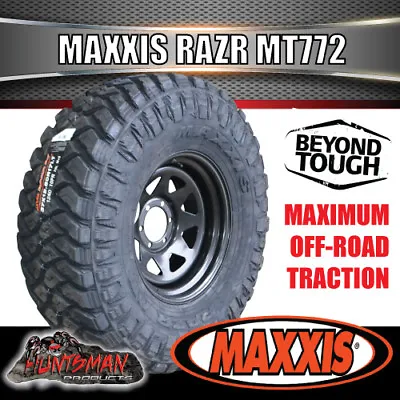 15  Black Steel Wheel Rim & Maxxis MT772 RAZR 33x12.5R15 L/T Mud Tyre 33 12.5 15 • $500