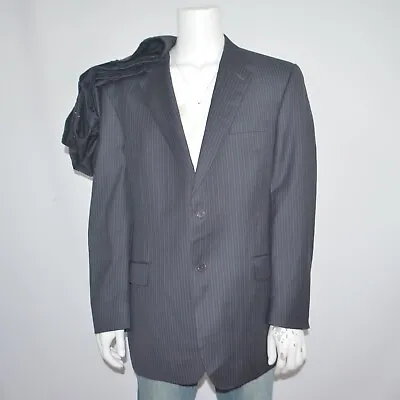 JOS A BANK Signature GOLD 100% Wool Charcoal Pleated Two Button Suit 46L 39 X 32 • $69.50
