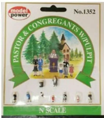 N Scale Model Power Figures PASTOR & CONGREGANTS W/ PULPIT 9 PIECES Item #1352 • $6.37