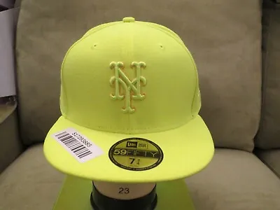 New Era Mets Neon Yellow Solid Fitted Hat Size 7 3/4 • $35
