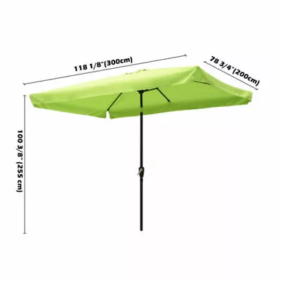Green 2Mx3M Garden Parasol Umbrella Patio Sunshade Crank Tilt Canopy Valance • $66.35