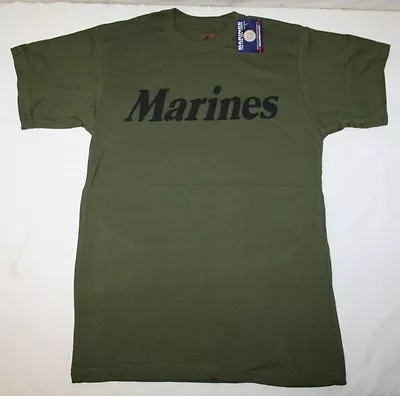  Marines    OD GREEN MENS ROTHCO T-Shirt  USMC  PT  T-SHIRT S-M-L-XL 2X-3X • $14.99