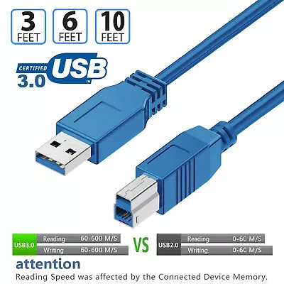 $10.31 • Buy USB Printer Cable USB 3.0 Type A To Type B Scanner Cord For HP,Canon,Dell 1M/2M