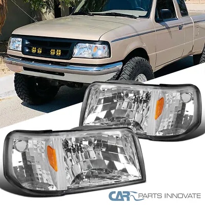 Fits 1993-1997 Ford Ranger 1PC Style Clear Headlights+Corner Signal Lamps L+R • $88.95