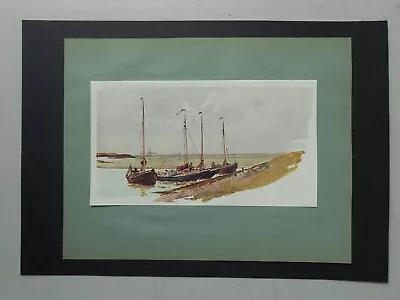 Very Rare Vintage 1902 Marine Print By W.l.wyllie-dutch Mussel Boats At Flushing • £2.50