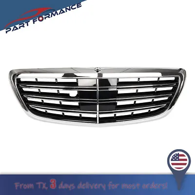 Chrome Front Bumper Grill MayBach Style For Mercedes Benz S-Class W222 2014-2020 • $155.69