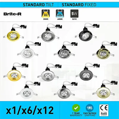 6x 12x LED GU10 Downlights 240V SMD Mains Fixed Tilt Recessed Ceiling Spotlights • £8.49