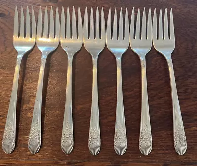 Silver Mist-Marigold Silverplate 1935 INTERNATIONAL SILVER Set Of 7 Salad Forks • $25.19