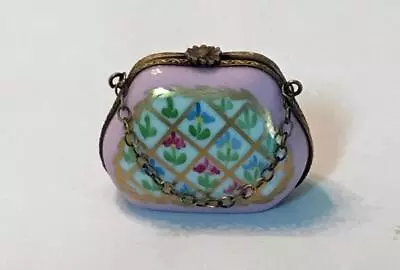 Vintage Limoges France Peint Main - Sunflower Clasp - Handbag Purse Trinket Box • $49.99