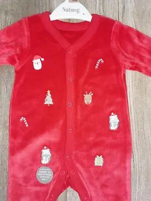 Christmas Babygrow Outfit Red   Velour 0-3  Months Nwt • £3.99