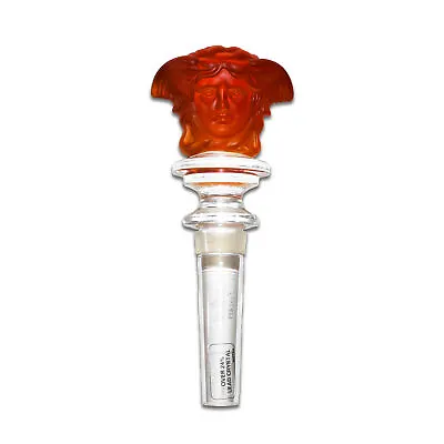 Rosenthal Versace Medusa Amber Frosted Crystal Wine Bottle Stopper • $149.99