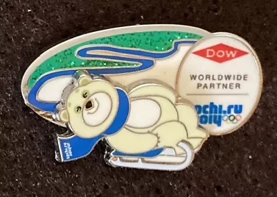 Dow Polar Bear Mascot 2014 Sochi Sliding Luge Olympic Pin - 2024 Paris Trader • $10