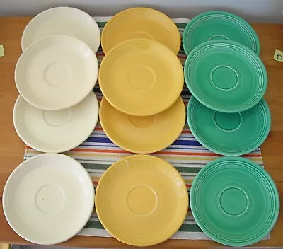 Vintage Fiesta  6  SAUCERS ~ 4 IVORY 4 YELLOW 4 GREEN ~ Set Of 12 ~ MARKED ~ • $12.99