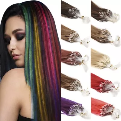 Micro Beads Link Human Hair Extensions Loop Micro Ring Tip Remy Hairpieces Color • $26