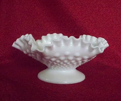 Fenton  Milk Glass Hobnail Footed Peanut Bowl  • $5