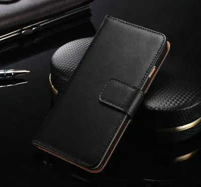 £5.99 • Buy Genuine Real Leather Case For Galaxy / IPhone Flip Wallet Cover Stand Magnetic