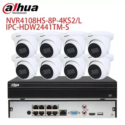 Dahua KIT 8CH NVR4108HS-8P-4KS2/L IPC-HDW2441TM-S Security Camera System Lot US • $77.35