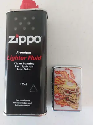 Skull Flames Oil Lighter With Zippo 125 Ml Lighter Fluid  Fast Shipping • $22.95