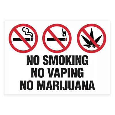 No Smoking No Vaping No Marijuana Sign Decal Door Window Wall Sticker No Smoking • $19