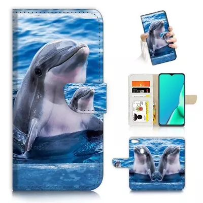 ( For Oppo A73 ) Flip Wallet Case Cover PB23037 Blue Sea Dolphin • $12.99