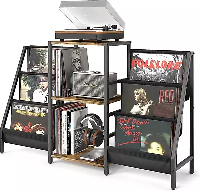 Record Player Stand With Vinyl Storage Record Player Table With Vinyl Record St • $318.99