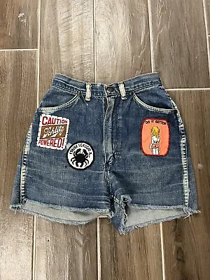 50s 60s Wrangler Misses Jean S Shorts Gripper Zipper Womens Patches Schlitz VTG  • $199.95